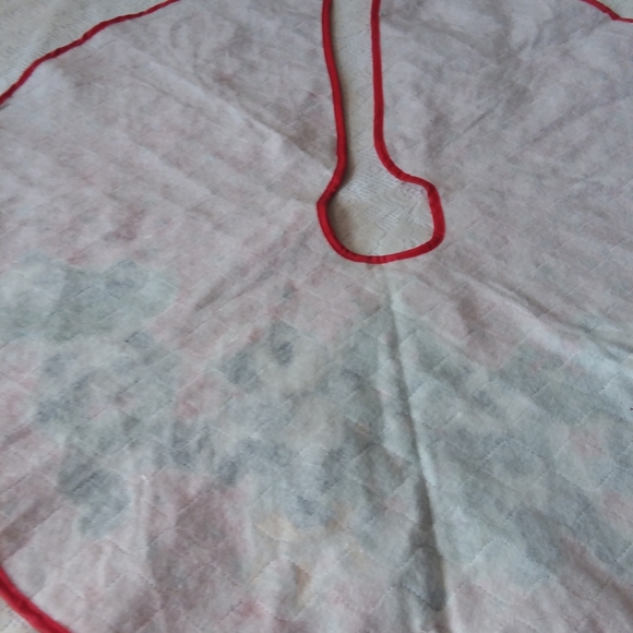 Vintage Xmas Tree Skirt Pandas in Santa Hats - Picture 8 of 8